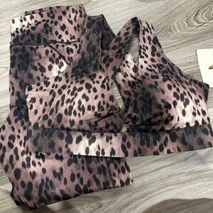 Fabletics Leopard Print Sports Bra and Leggings Set